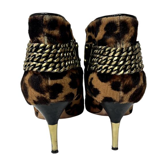 Brian Atwood Boots Womens 7.5M Leopard Print Calf Hair Pointed Toe Kitten Heel - Picture 6 of 13